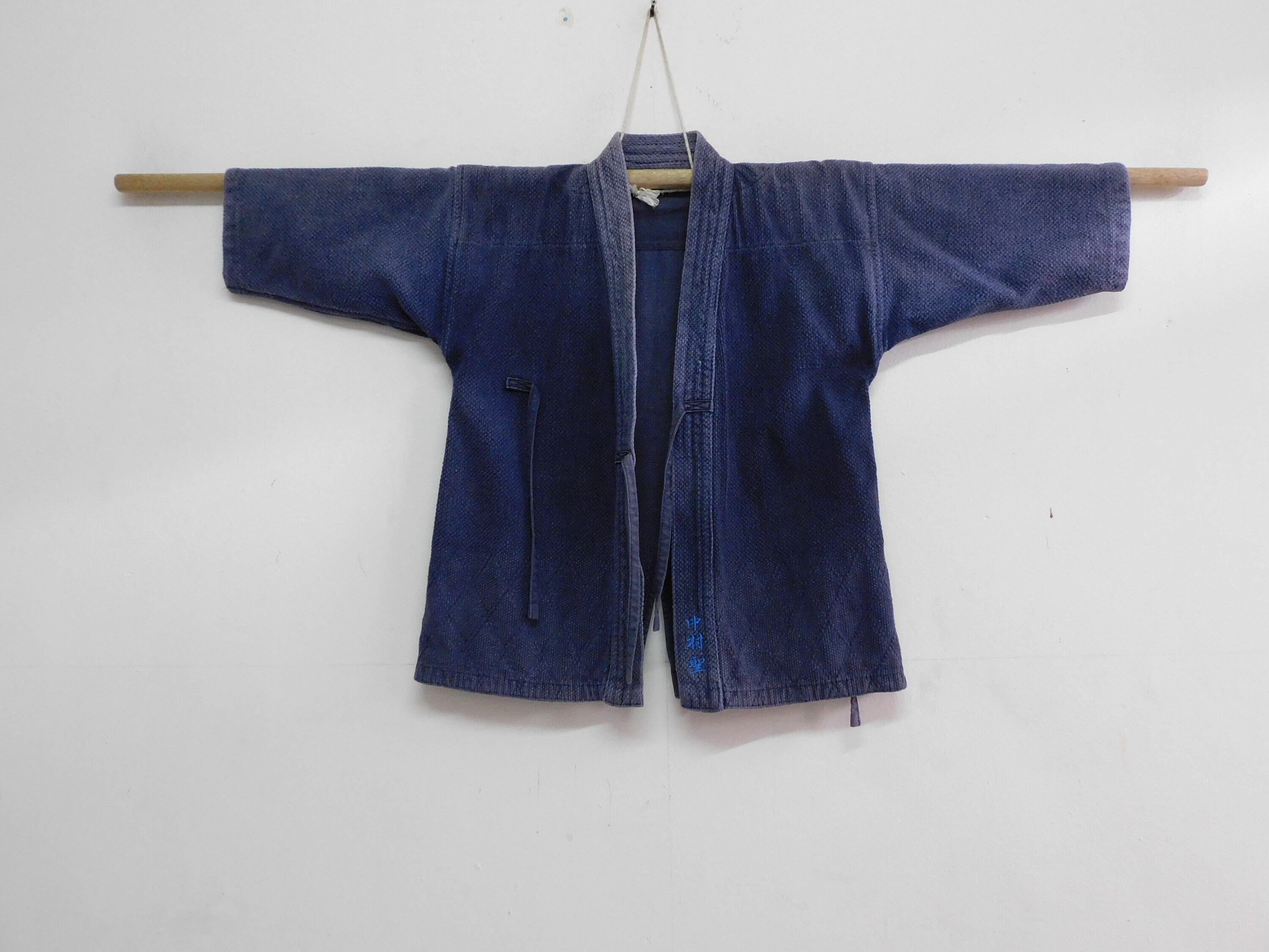 Kids Boys Vintage Sz 0 Japanese Indigo Blue Cotton Sashiko Kids Boys Vintage Sz 0 Japanese Indigo Blue Cotton Sashiko