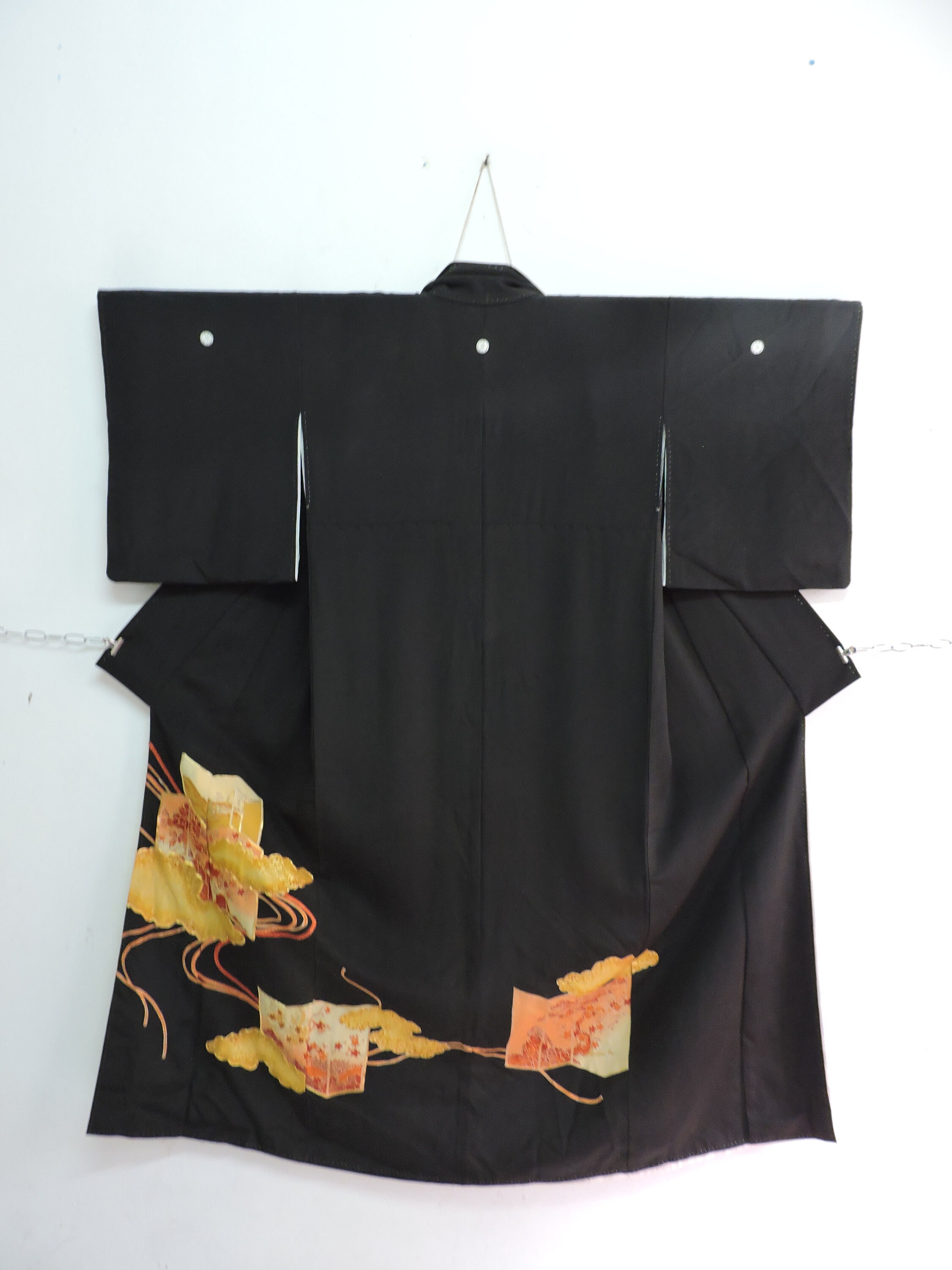 Japanese Kuro Tomesode Kimono Black Abstract 5 Crests Pattern - Etsy