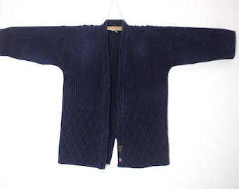 ヴィンテージの日本製BJJ/剣道着ジャケット - 藍染め刺し子織りに刺繍