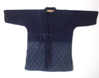 ヴィンテージの日本製BJJ/剣道着ジャケット - 藍染め刺し子織りに刺繍