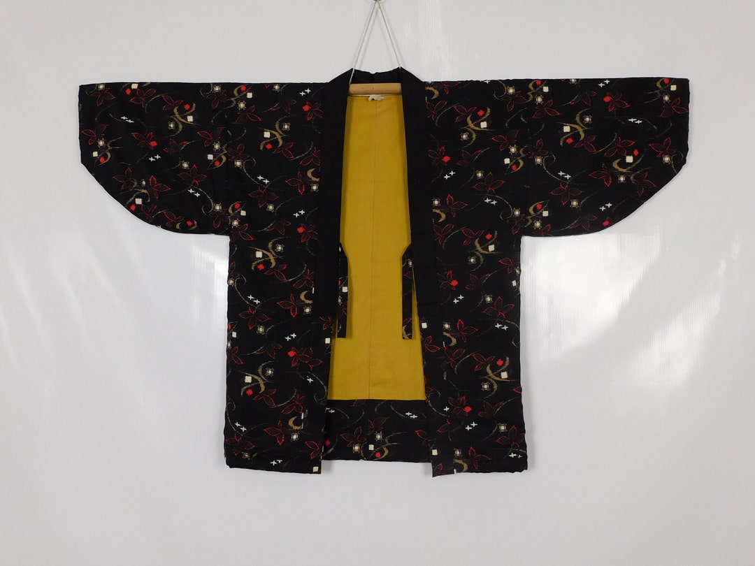 Vintage Japanese Haori Hanten Padded Jacket Abstract Hippari Cotton ...