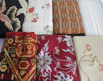 7 Nagoya Obi Wholesale Lot of 7 Japanese Kimono Yukata Sash Belt Table Runner Mat Wall Display Art Christmas Gift Fabrics 120224-04
