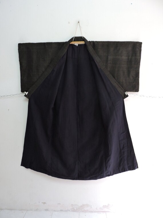 Japanese Mens Silk Cotton Ikat Kasuri Kimono Abstract… Gem