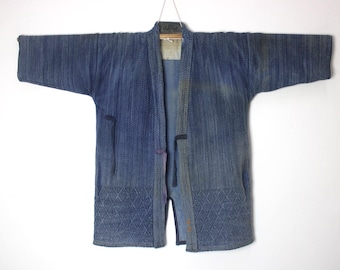 ヴィンテージの日本製BJJ/剣道着ジャケット - 藍染め刺し子織りに刺繍