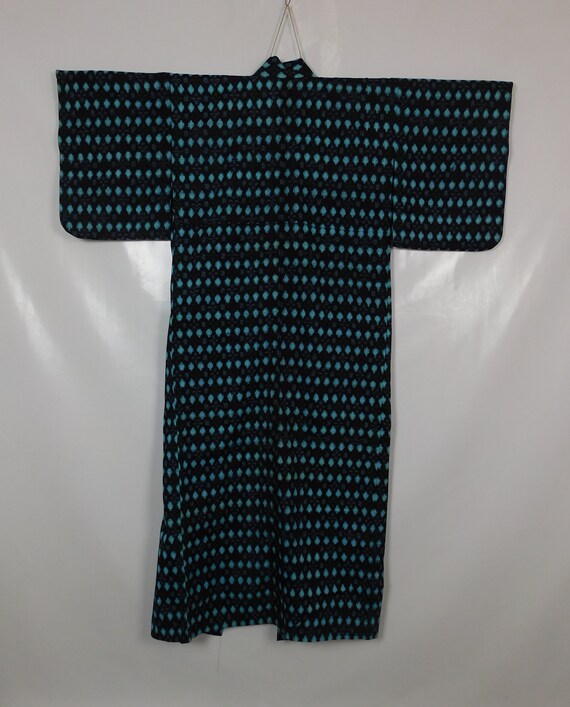 vintage Japanese Indigo Blue Cotton Kimono Robe N… - image 4