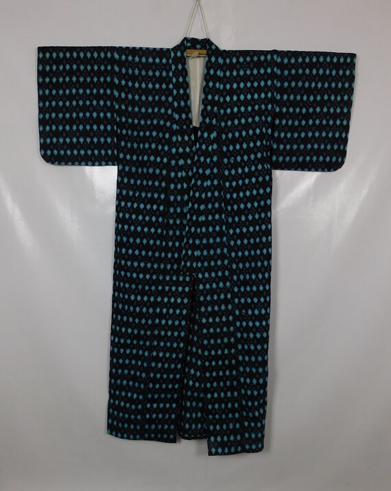 vintage Japanese Indigo Blue Cotton Kimono Robe N… - image 3