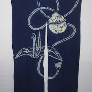 vintage Japanese Cotton Indigo Dyed Curtain Noren Fabric Noragi Panel 210625-06