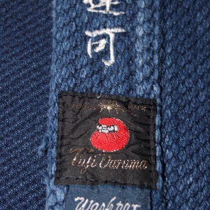 mens LARGE DISTRESSED Japanese Indigo Blue Cotton Sashiko Kendo Gi Aikido Budo Kimono Jacket Noragi Boro Dougi 220525-16