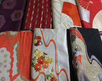 7 Nagoya Obi Wholesale Lot of 7 Japanese Kimono Yukata Sash Belt Table Runner Mat Wall Display Art Christmas Gift Fabrics 280524-05