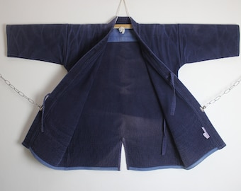 sz 3 Japanese Indigo Blue Cotton Sashiko Kendo Gi Aikido Budo Diamond Weave Kimono Jacket Noragi Haori Boro Swordsmanship Dougi 210724-01