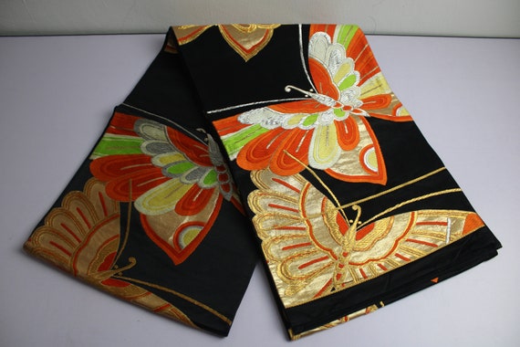 Fukuro Obi | Japanese Kimono Yukata Belt Sash Bla… - image 1