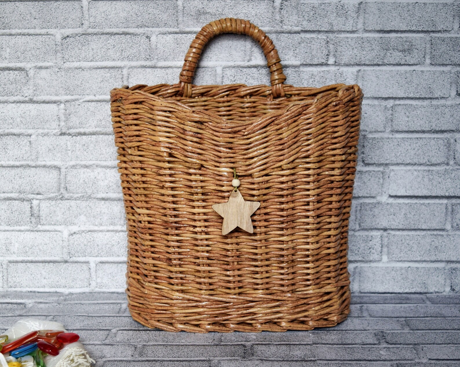 Rustic Front Door basket door basket hanging Wicker Etsy