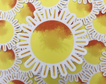 Sun sticker, watercolor sun sticker, laptop sticker, tumbler sticker, waterproof sticker, sticker decal
