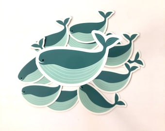 Whale sticker, watercolor stickers, waterproof stickers, journal stickers, cute stickers, animal stickers