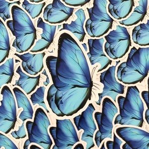Butterfly sticker, Blue butterfly sticker, side profile butterfly, watercolor sticker, laptop sticker