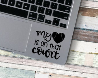 My heart is on that court decal, softball decal, softball sticker, softball girl, softball player, softball gifts, laptop decal, car decals