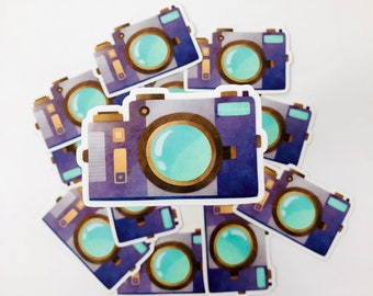 Camera sticker, laptop stickers, tumbler stickers, sticker for car, watercolor stickers, waterproof stickers, cute stickers