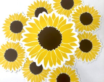Sunflower Sticker, Waterproof stickers, watercolor stickers, laptop stickers, tumbler stickers, cute stickers