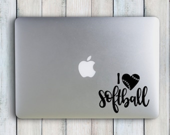 I love softball decal, softball decal, softball sticker, laptop decal, yeti decal, car decal, laptop sticker, tumbler decal, car sticker