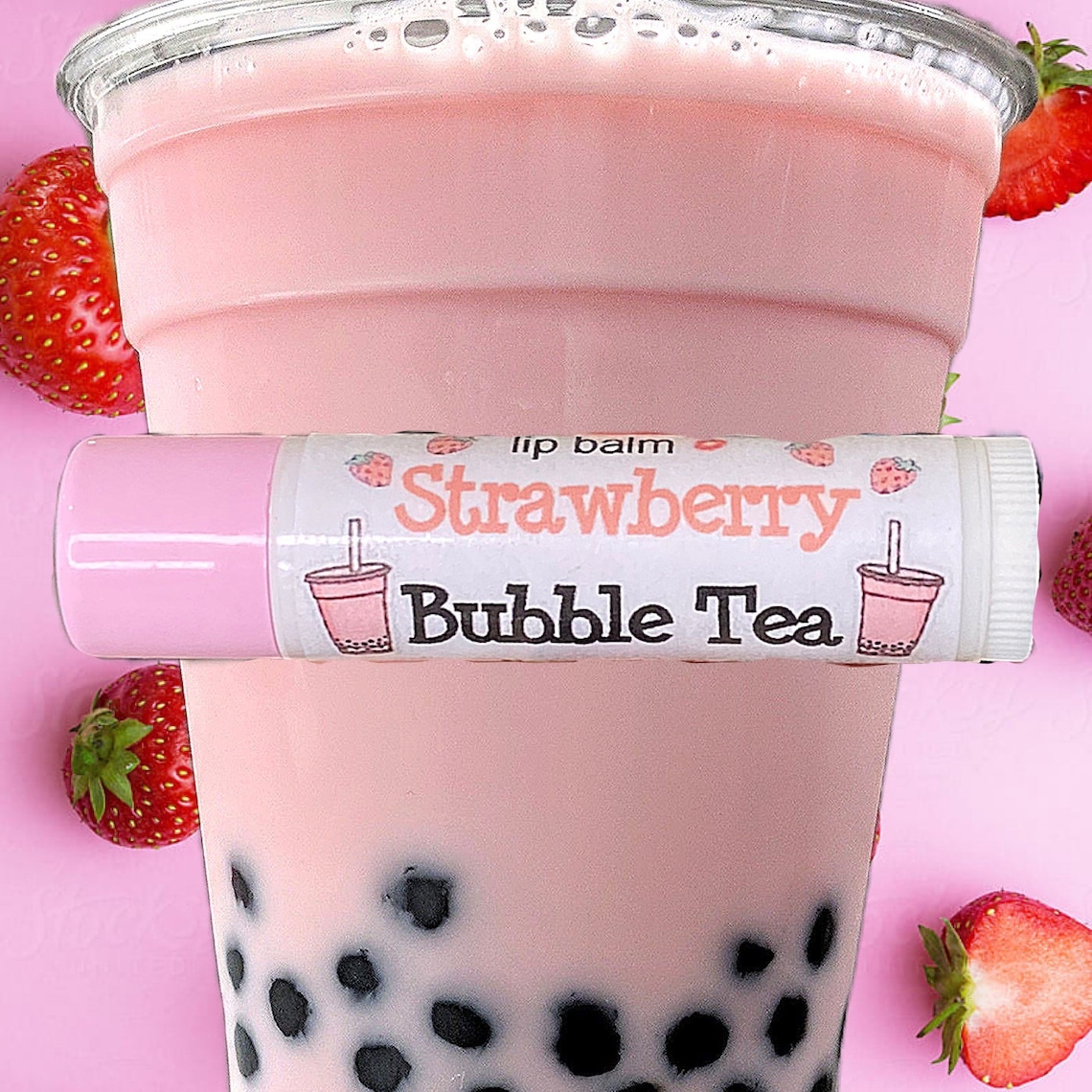 Strawberry Bubble Tea Lipsessed Lip Balm 1 Etsy