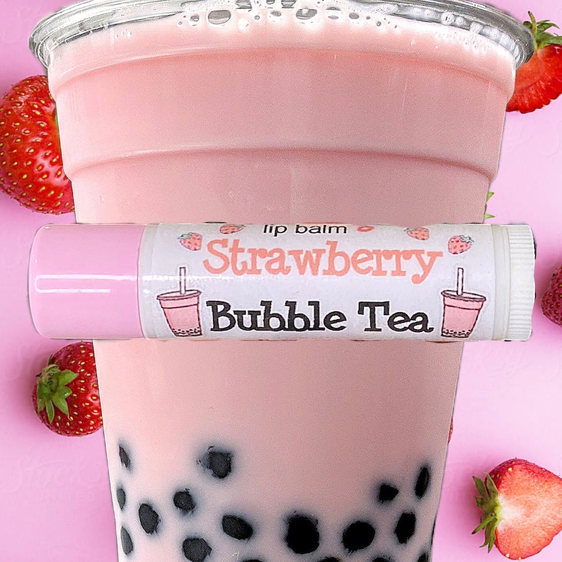Strawberry Bubble Tea Lipsessed Lip Balm 1 Etsy