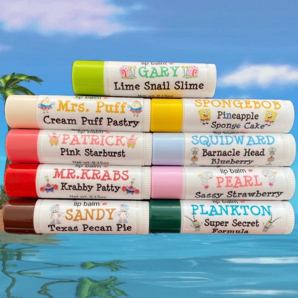 FULL Spongebob Themed Lipsessed Lip Balm Collection! RARE (9 Included)