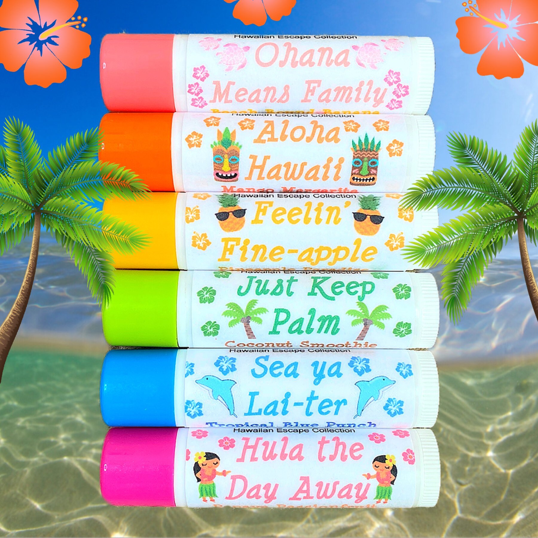 Hawaiian Escape Lipsessed Lip Balm Set of 6 Etsy