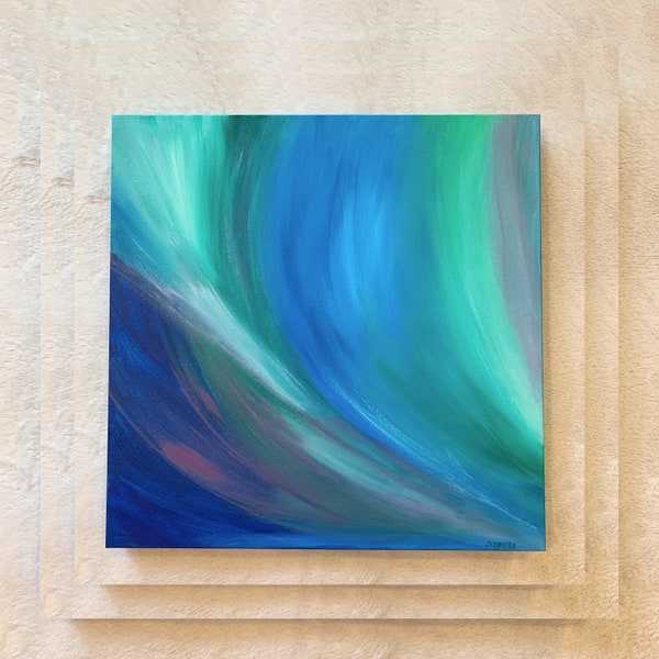 Rhysand Energy / Large Abstract / Big Canvas / Blue Painting / Blue and Green / Movement Art / Bright and Colorful / Wave Painting / Art