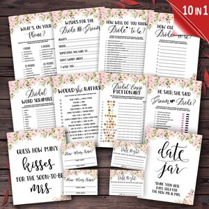 Bridal Shower Games, Bridal Shower Games Printable, Bridal Shower Games Bundle, Rustic Blush Floral Gold, Floral Bridal Shower Game  mxv245