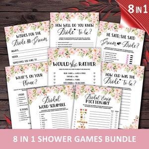 Floral Bridal Shower Games Bundle, Floral Bridal Shower Games, Instant Download Bridal Shower Game, Printable, Shower games instant, mxv246