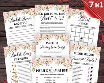 Floral Bridal Shower Games Bundle, Floral Bridal Shower Games, Instant Download Bridal Shower Game, Printable, Shower games instant, mxv11