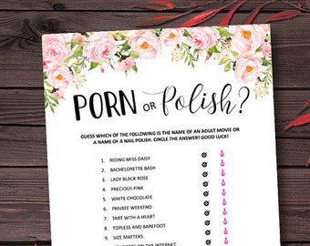 Porn or Polish Game, Bachelorette Party Game Ideas, Floral Bridal Shower, Hen Party, Hen's Night, Bachelorette Games Printable, Pink Peonies