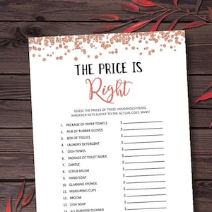 Bridal Shower Games Printable The Price is Right Bachelorette Party Game Rose Gold Bridal Shower Idea Instant Download Wedding Shower mxv50