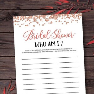 Who Am I, Bridal Shower Games Printable, Bridal Shower Game Idea, Bridal Shower Instant Download, Wedding Game, Bridal Shower Games mxv102