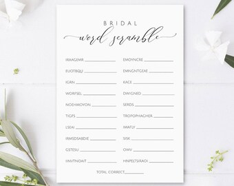 Bridal Word Scramble Bridal Shower Game, Printable Bridal Shower Games, Word Scramble, Bridal Shower Word Scramble, Unscramble Words, marsxv