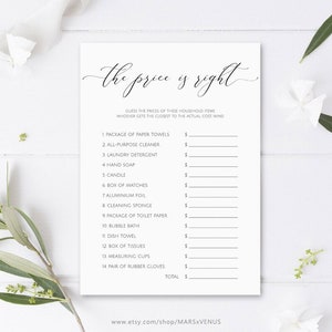 The Price Is Right Bridal Shower Game, Printable Bridal Shower Games, Guess the Price, The Price Is Right, Virtual Bridal Shower Game,marsxv