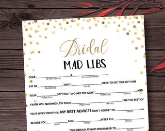 Engagement Libs, Mad Libs, Wedding Mad Libs, Bridal Shower Mad Libs, Funny Bridal Shower Game, Guest Libs, Unique, Fun Game, Madlibs
