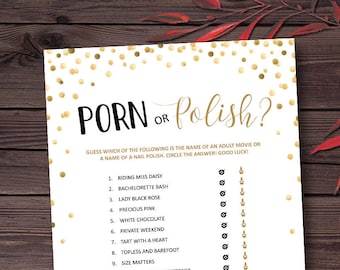 Porn or Polish Game, Bachelorette Games Printable, Bridal Shower, Hen Party, Hen's Night, Bachelorette Party Game Ideas, Instant Download