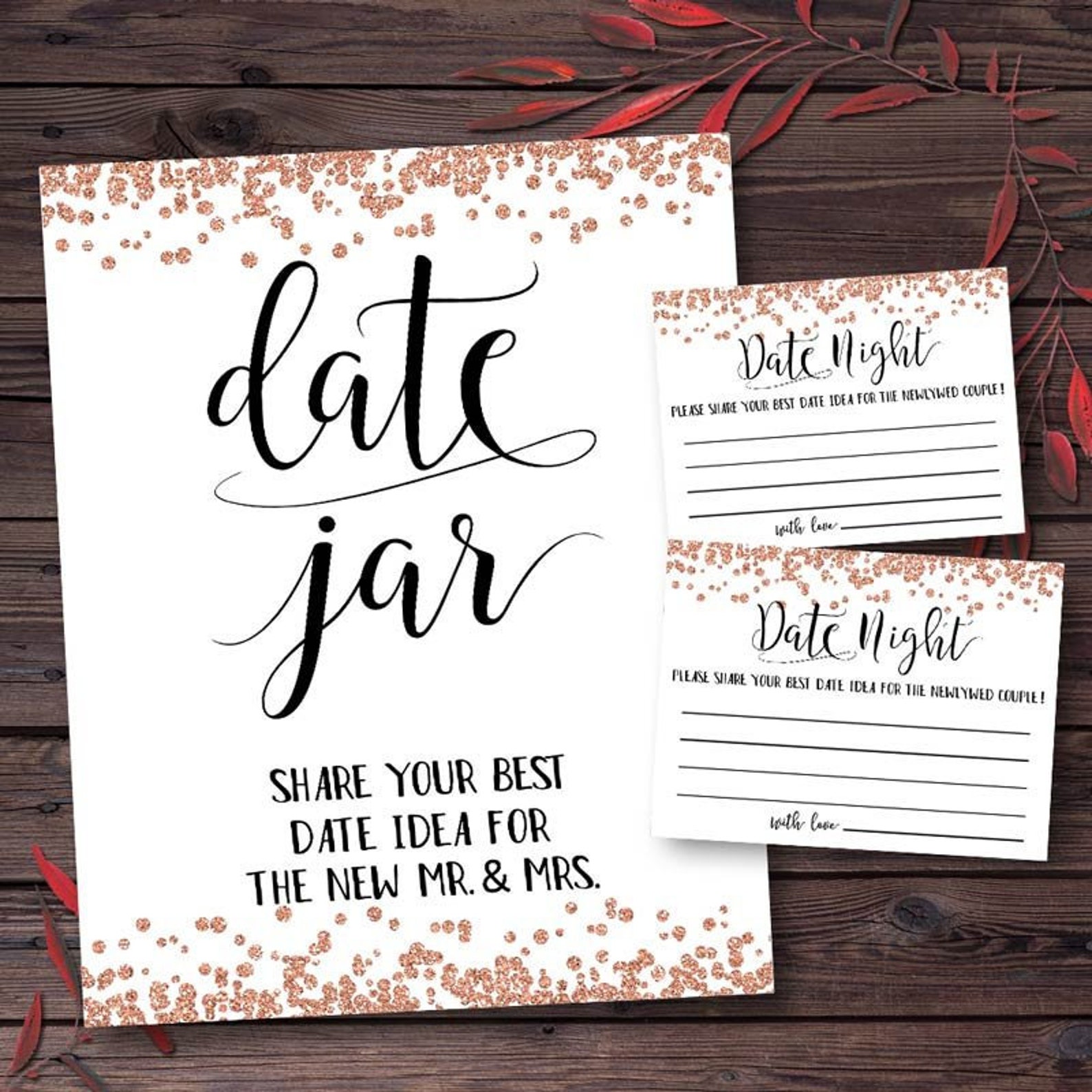 Date Night Jar Bridal Shower Games Bridal Shower Games Date Etsy