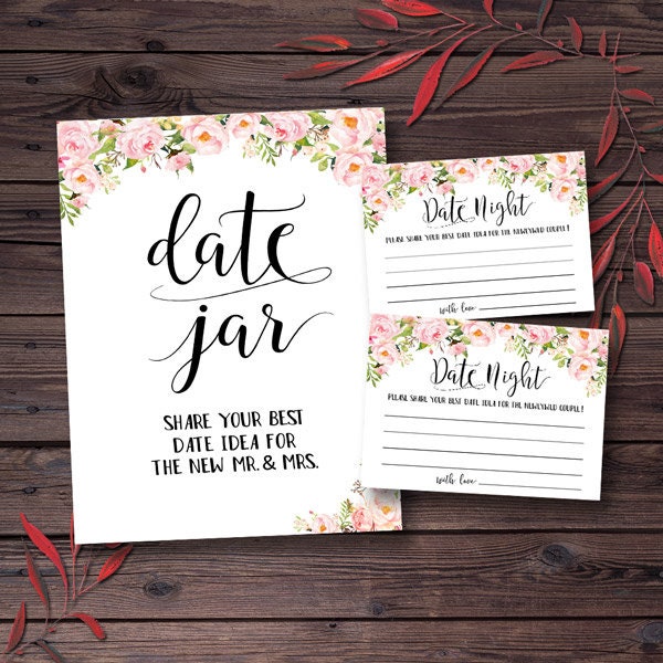 Date Night Game Sign & Cards – Bridal Shower, Bachelorette Party Game With Rustic Decor