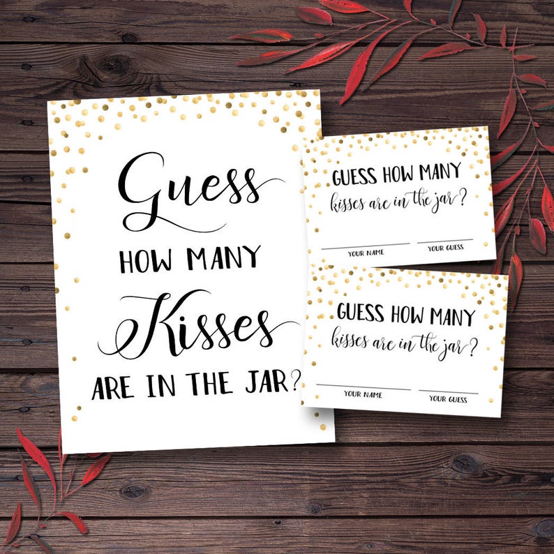 Bridal Shower Games Guess How Many Kisses Are in the Jar How Etsy