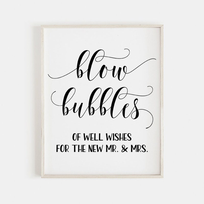 Wedding Bubbles Sign Blow Bubbles SignBubbles Send Off Etsy