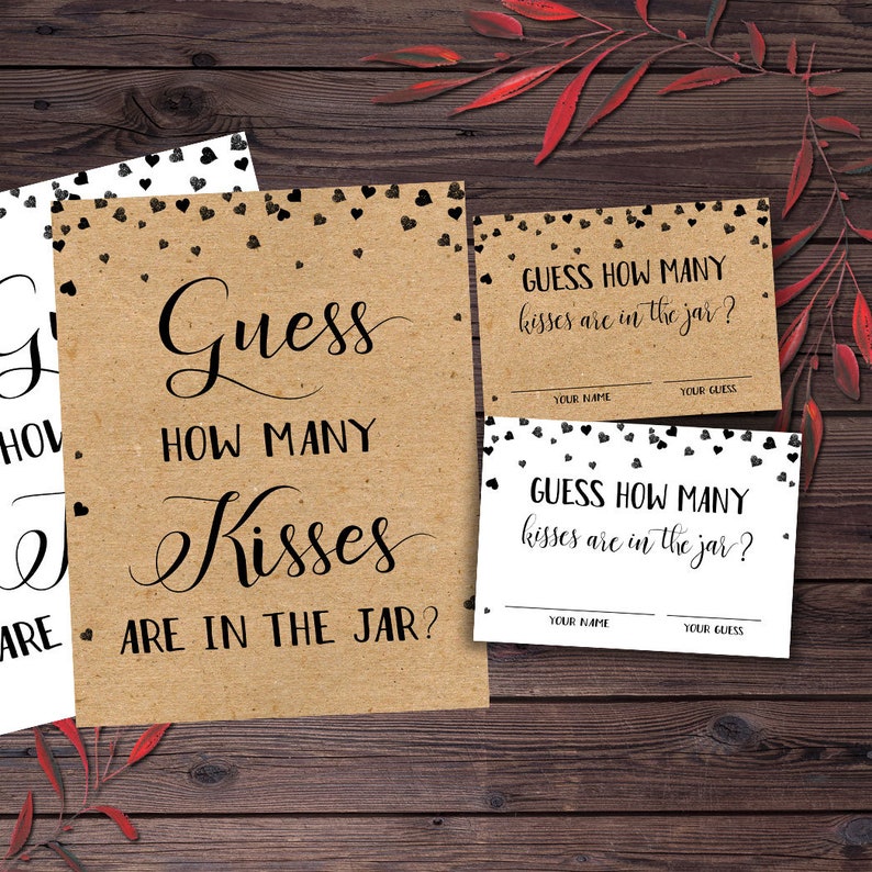 Guess how many kisses are in the jar for the mrs bridal shower etsy