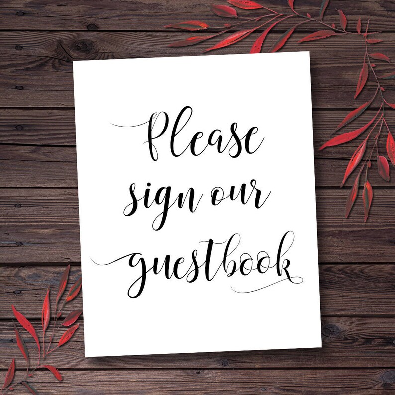 Please Sign Our Guestbook Printable Wedding Guestbook Sign | Etsy