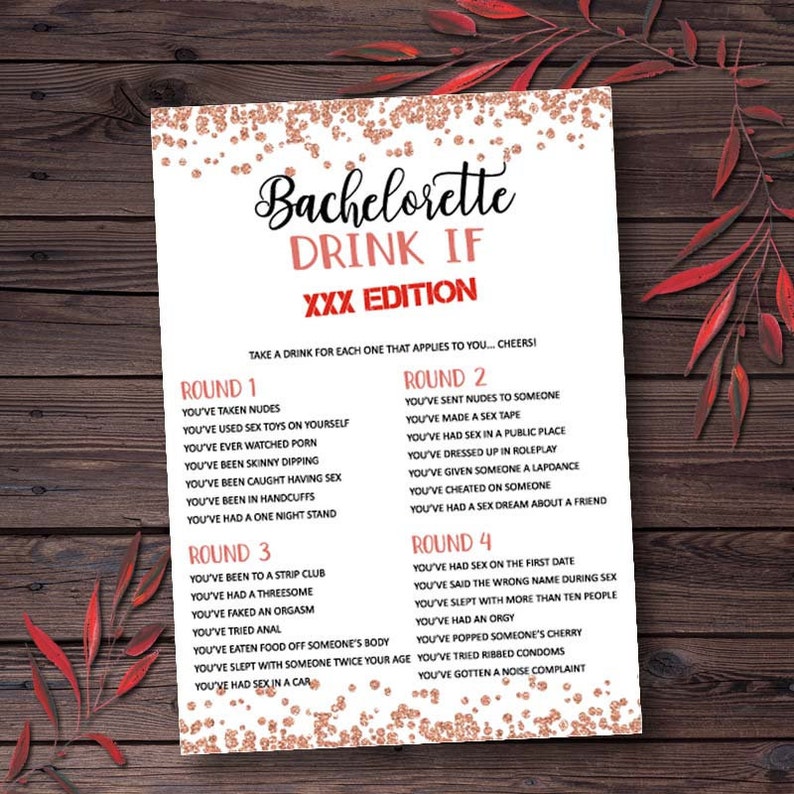 Bachelorette Drink If Game Printable Instant Digital Download mxv581 Rose Gold Bachelorette Party Game Fun Bachelorette Party Game