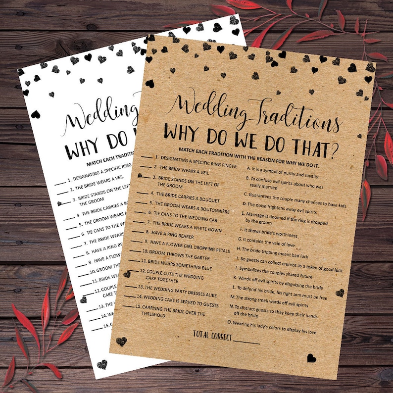 Wedding Traditions Game Kraft Bridal Shower Games Printable Etsy