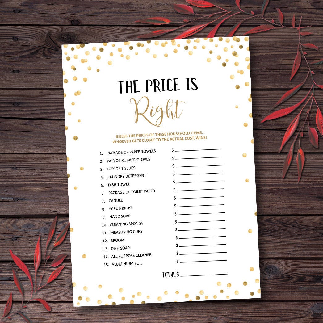 The Price Is Right Bridal Shower Games Printable Game Idea | Etsy