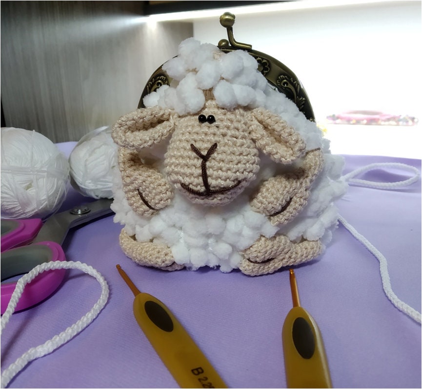 TUTORIAL Handmade crochet sheep coin purse with metal clasp | Etsy