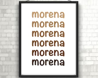 Morena Print Poster - Latina Art - Latinx Art - Latina Wall Art - Brown Latina - Latina Decor - Mujer Poderosa - Latinx Wall Art - Dominicain
