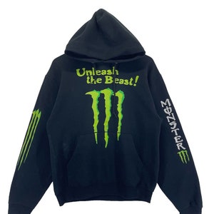 SALE[%]•Vintage Monster Energy Spell Out Logo Unleash the Beast Hoodie